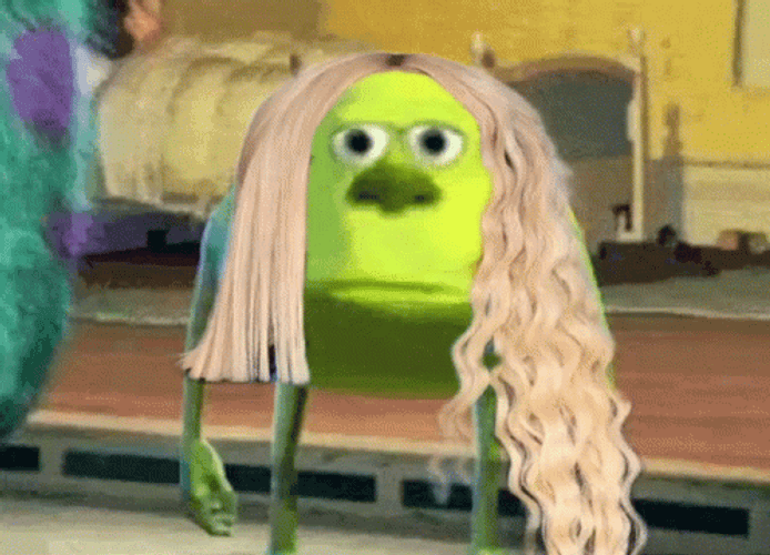 Mike Wazowski In A Blond Long Hair Meme GIF