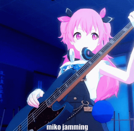 Miko Airi Playing Guitar Jamming GIF