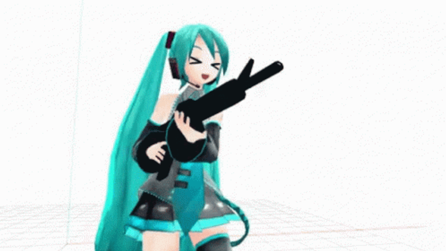Miku Shooting Around GIF