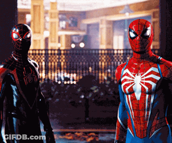 Miles Morales Peter Parker Spiderman 2 GIF