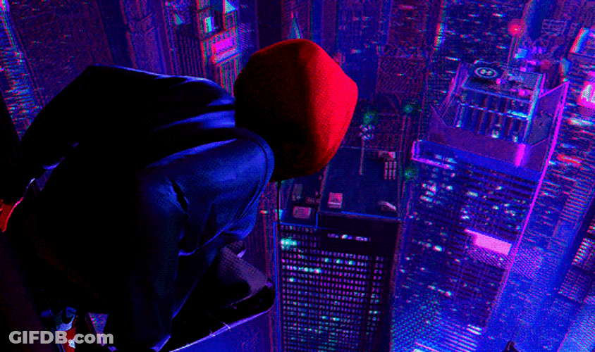 Miles Morales Swinging Dark Night GIF