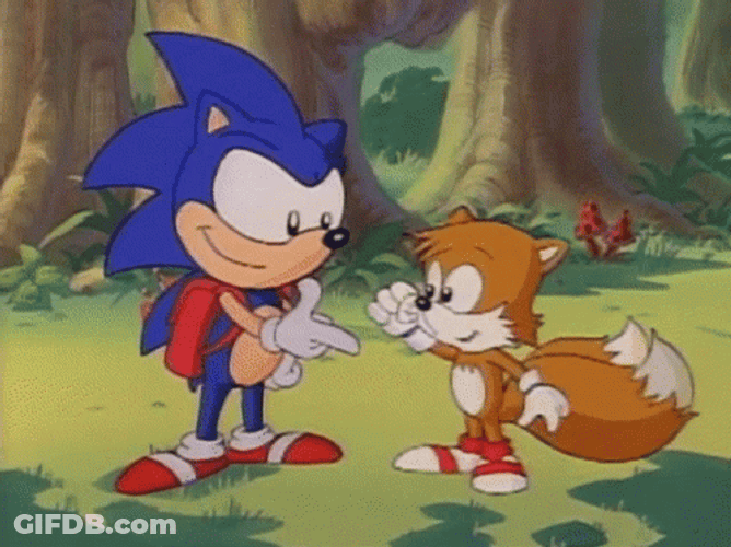 Miles Power Fist Bump With Sonic GIF