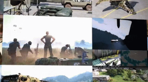 Military Collage With Helicopter GIF