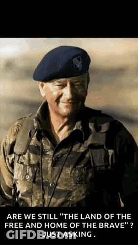 Military Man Asking Land Of The Free GIF