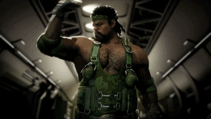 Military Man Flexing Muscle Growth Animation GIF