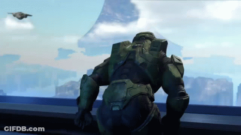 Military Man On Balcony Over Mountains GIF