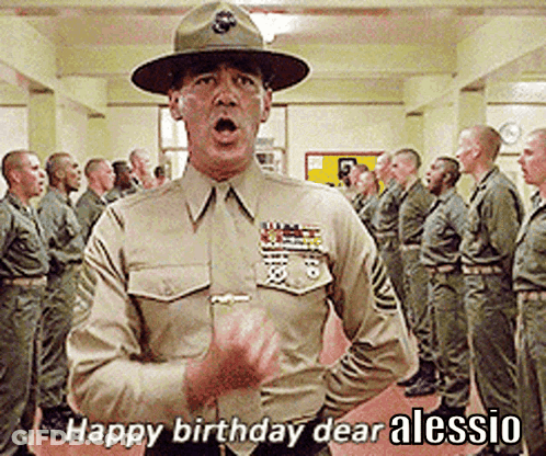 Military Man Says Happy Birthday Dear Alessio To Soldiers GIF