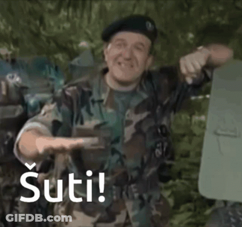 Military Man With Green Shield Says Suti GIF