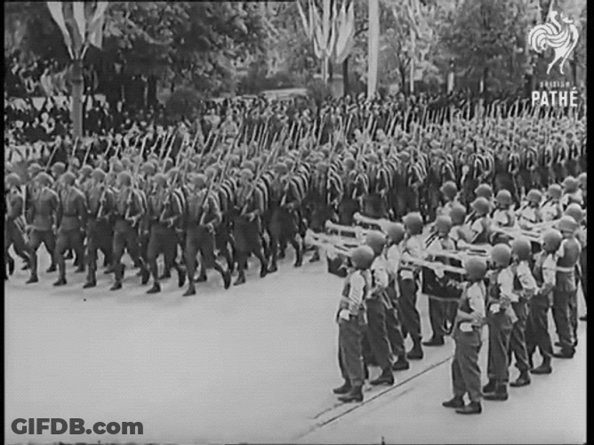 Military March Black And White GIF