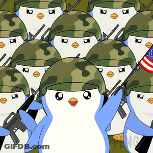 Military Penguins In Uniforms And Helmets GIF