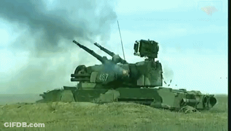 Military Tank On Hill With Smoke GIF