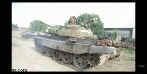 Military Tank With Sticker GIF