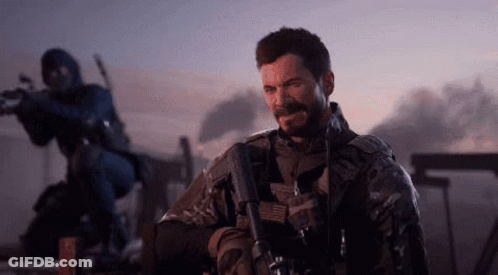 Military Uniform Man Holding Gun In Video Game GIF