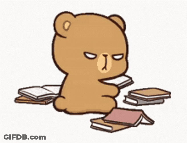 Milk And Mocha Bear Grumpy Reading Books GIF