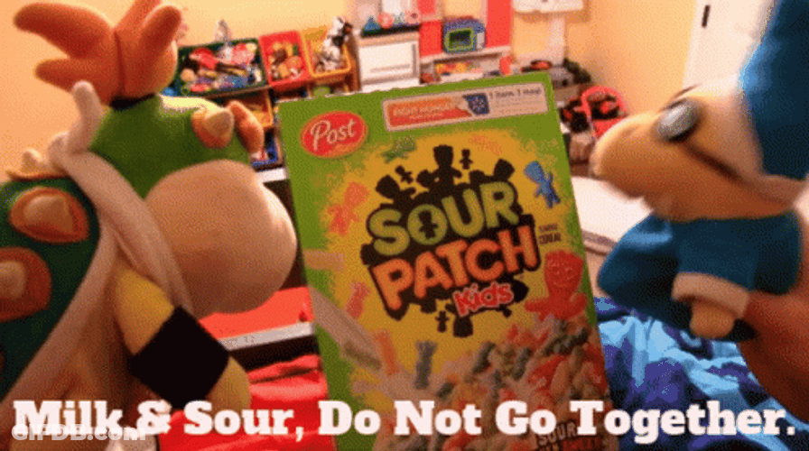 Milk And Sour Patch Kids Do Not Go Together GIF