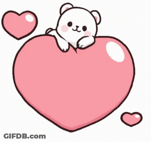 Milk Bear Pink Heart Bounce GIF