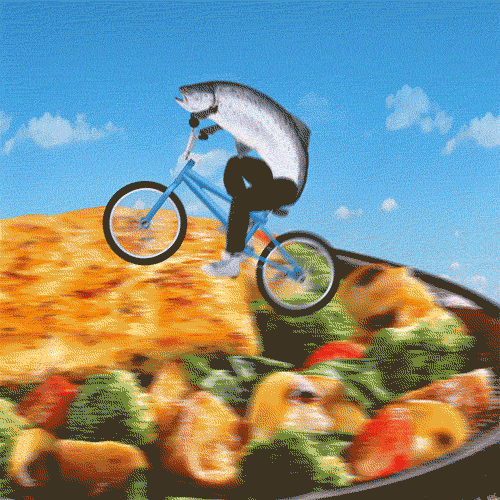 Milk Fish Man Riding Bike GIF