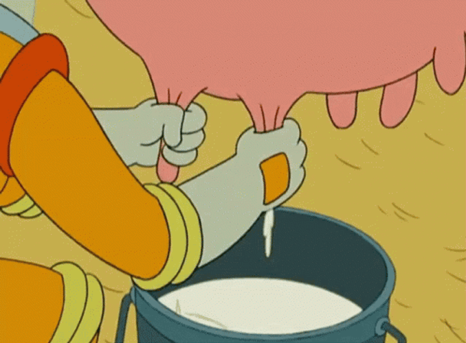 Milking Cow Cartoon GIF