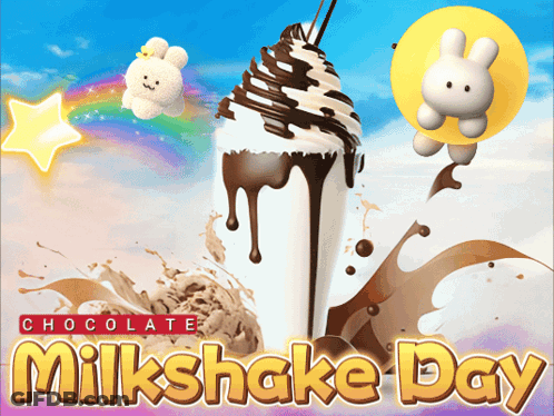 Milkshake Day Poster With Chocolate Milkshake And Whipped Cream GIF