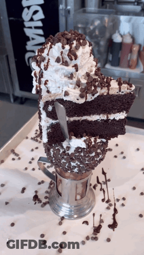 Milkshake With Slice Of Cake GIF
