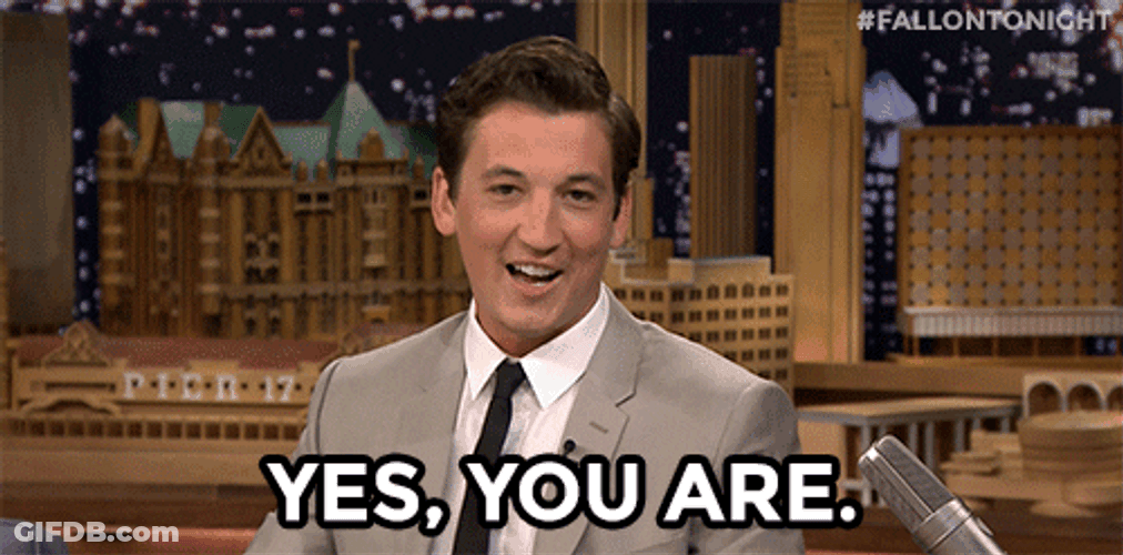 Milles Teller Pointing Yes You Are GIF