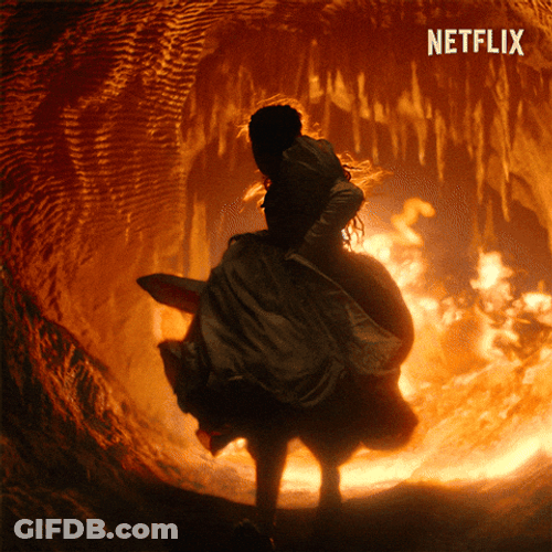 Millie Bobby Brown Chased By A Dragon's Fire Tornado GIF
