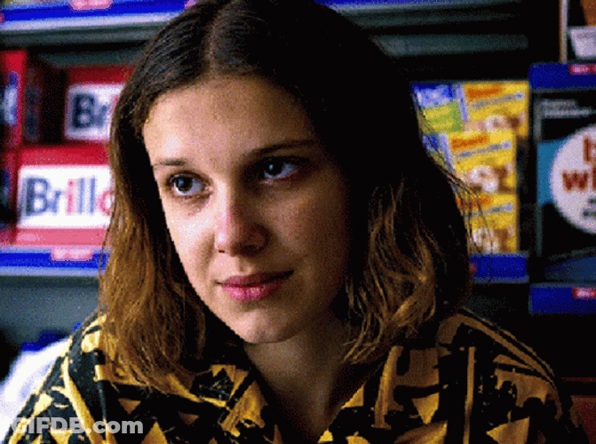 Millie Bobby Brown Looking Intently GIF