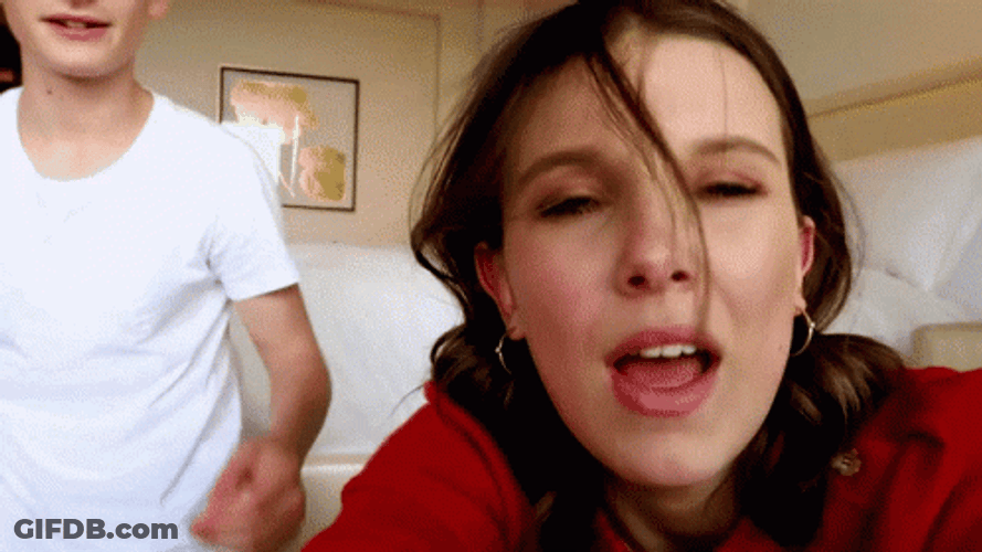 Millie Bobby Brown With Noah Schnapp GIF