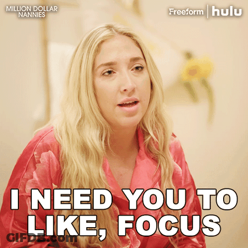 Million Dollar Nannies Poster Woman In Red Robe Saying I Need You To Like Focus GIF