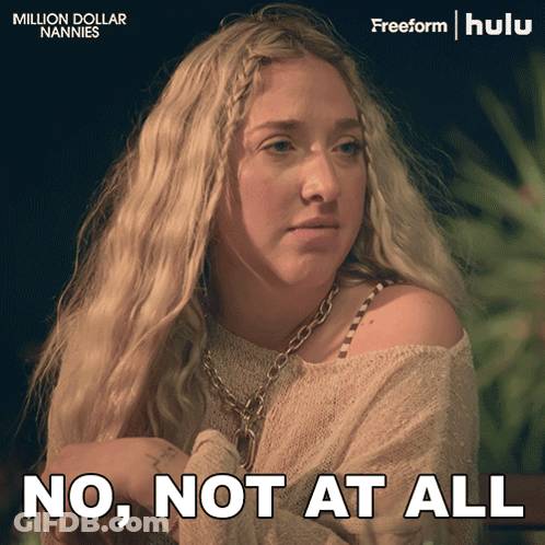Million Dollar Nannies Poster Woman With Necklace Saying No Not At All GIF