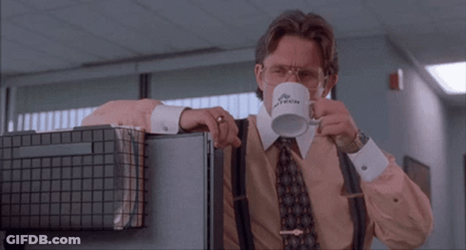 Milton Office Space Bill Lumbergh Drinking Coffee GIF