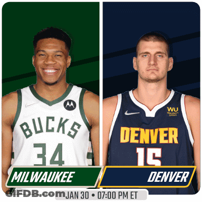 Milwaukee And Denver Basketball Players Standing Together GIF