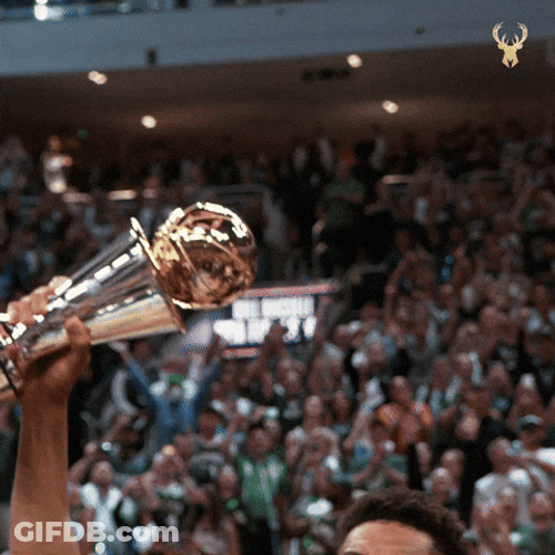 Milwaukee Bucks Giannis Antetokounmpo Lifting Trophy GIF