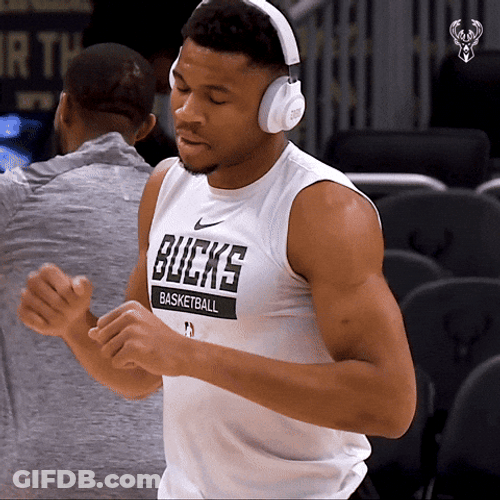 Milwaukee Bucks Giannis Antetokounmpo Listening To Music GIF