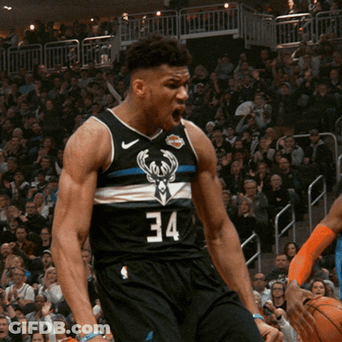 Milwaukee Bucks Giannis Antetokounmpo Screaming GIF
