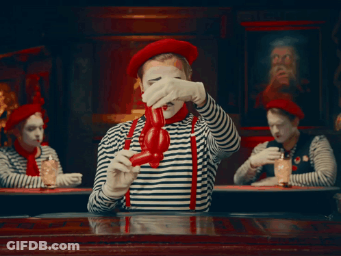 Mime Holding Red Balloon GIF