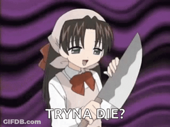 Minako Tominaga Happily Holding Knife GIF