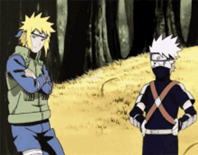 Minato Standing With Kakashi Kid GIF