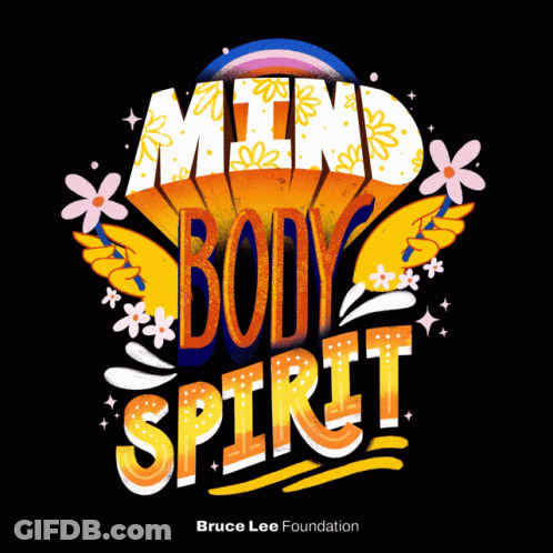 Mind Body Spirit On Black Background GIF