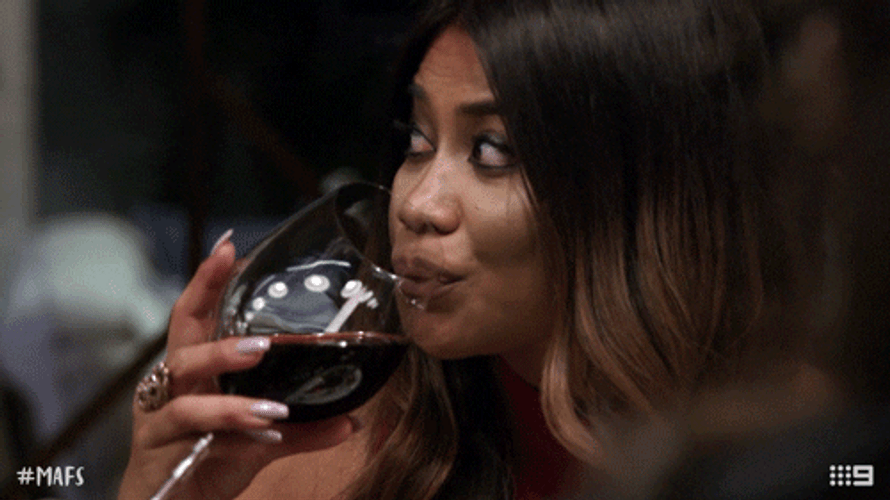 Minding My Business Drinking Wine GIF