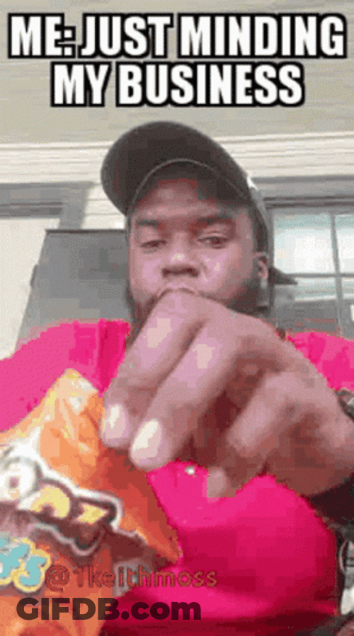 Minding My Business Eating Chips GIF