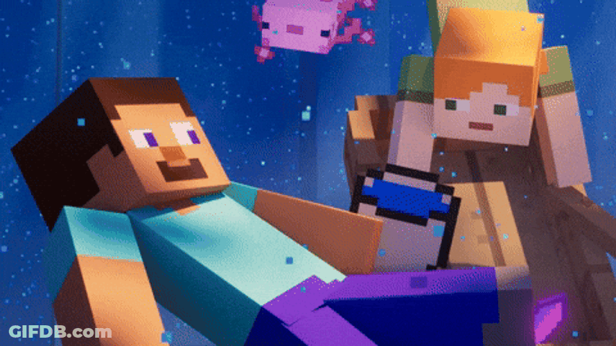 Minecraft Axolotl Under Water GIF