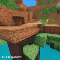 Minecraft Bridge Over River GIF