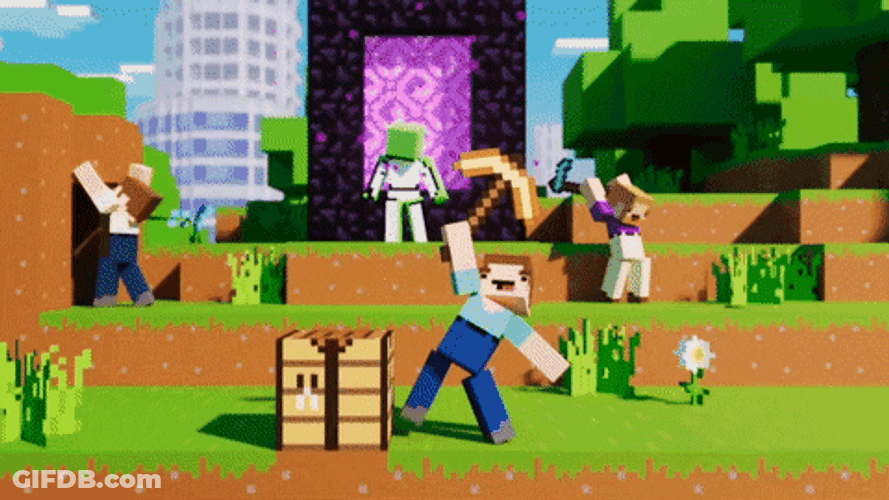 Minecraft Busy Mobs GIF
