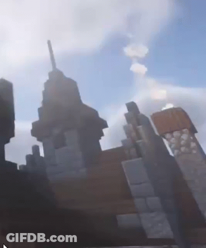 Minecraft Castle Blue Sky Clouds GIF