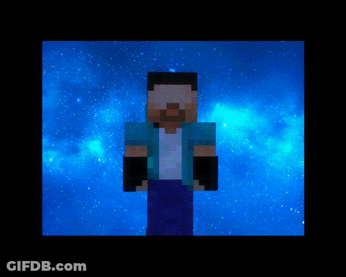 Minecraft Character Against Blue Sky GIF