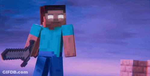 Minecraft Character Holding Sword GIF