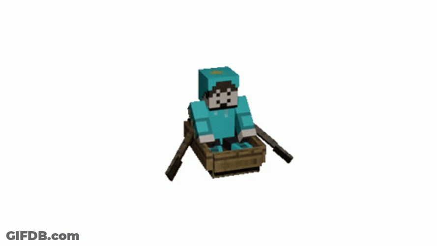 Minecraft Character Row The Boat In Circles GIF