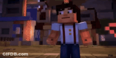 Minecraft Character Standing In Front Of Hit Sign GIF
