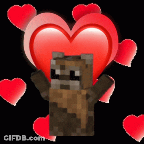 Minecraft Character Surrounded By Hearts GIF